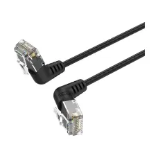 VENTION IBOBI Cat6A UTP Rotate Right Angle Ethernet Patch Cable 3M Black Slim Type