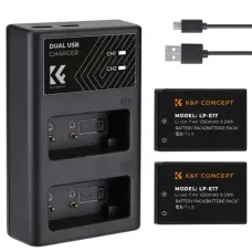 K&F Concept LP-E17 Battery and Dual Slot Battery Charger Kit