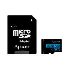 Apacer R100 MicroSDXC UHS-I U3 V30 A1 64GB Class-10 Memory Card with Adapter