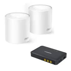 TP-Link Deco X10 2 Pack Dual-Band WiFi 6 Mesh Router & Marsriva KP1 Plus 18W 16000mAh Mini UPS Combo