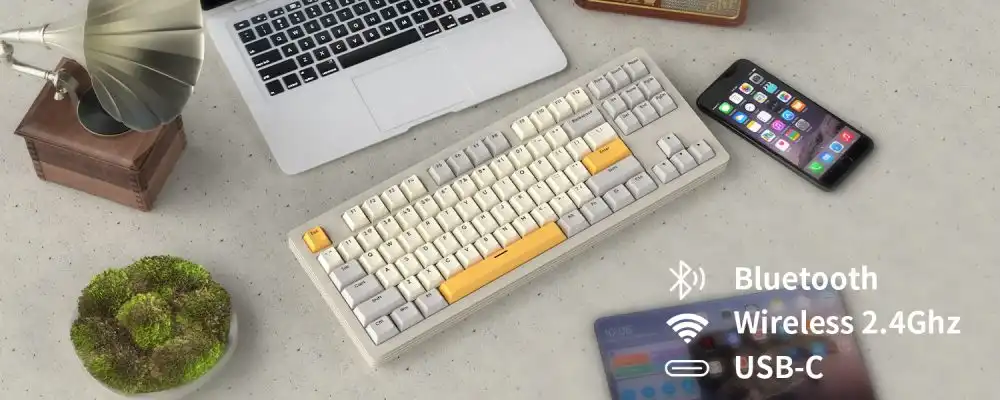 Ajazz AKC087 Hot Swappable Yellow Switch Mechanical Keyboard