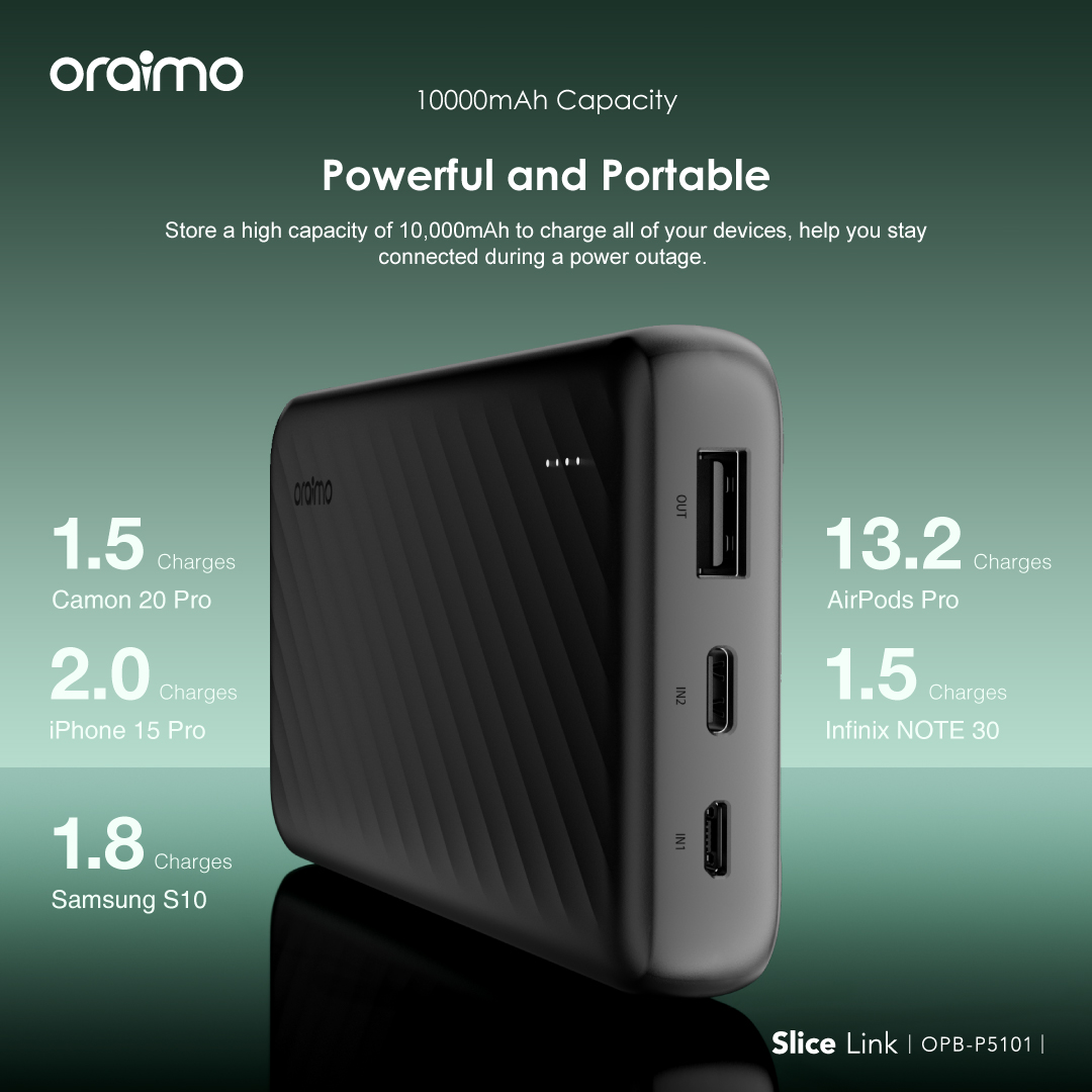 Oraimo Slice Link 10000mAh Power Bank